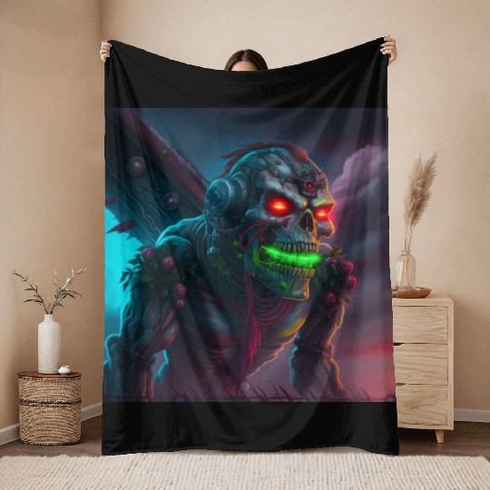 ZOMBIE IRON MAIDEN (version 15) Throw Blankets