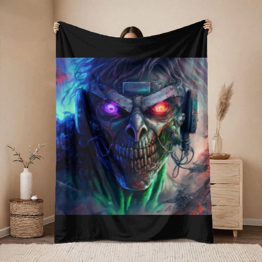 ZOMBIE IRON MAIDEN (version 12) Throw Blankets