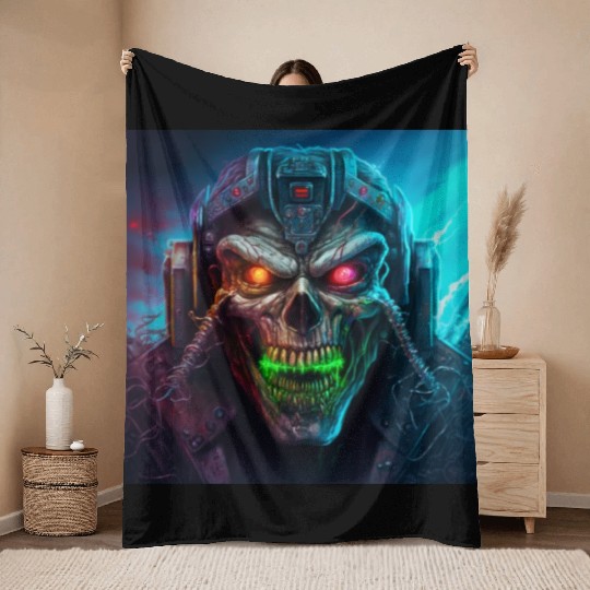 ZOMBIE IRON MAIDEN (version 8) Throw Blankets