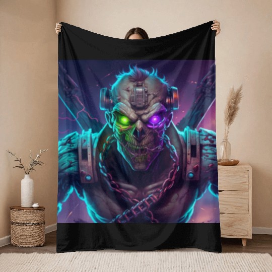 ZOMBIE IRON MAIDEN (Version 10) Throw Blankets