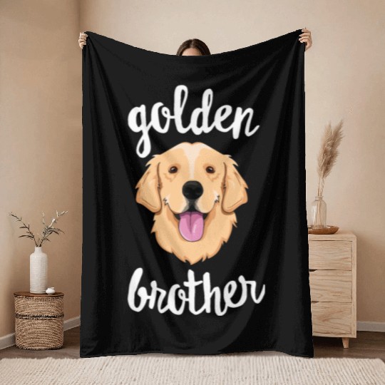 Golden Retriever Brother Sibling Family Dog Throw Blankets