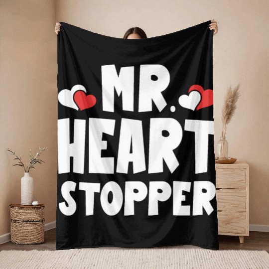 Mr Heart Stopper Funny Boyfriend Valentine's Day Throw Blankets