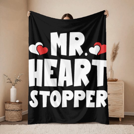 Mr Heart Stopper Funny Boyfriend Valentine's Day Throw Blankets