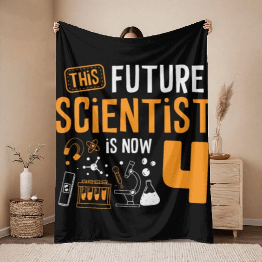 This Future Scientist Is Now 4 Happy Birthday Throw Blankets