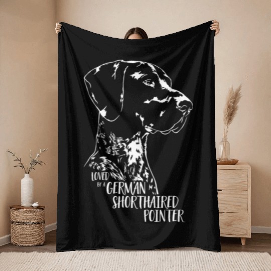 Loved by a German Shorthaired Pointer dog mom Throw Blankets