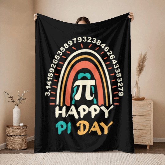Vintage Pi Math Holiday Mathematics Groovy Pi Day Throw Blankets
