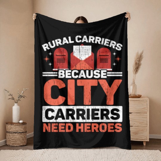 Postal Worker Mailman Delivery Mail Escort Throw Blankets