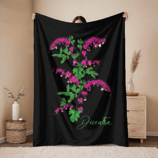 Bleeding heart flower Dicentra Bleeding heart Throw Blankets