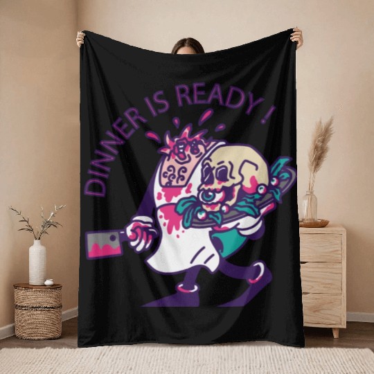 Dinner is ready zombie cooking Dinner is ready zom Throw Blankets