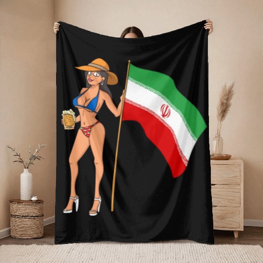 Hot Fan Girl Iran Throw Blankets