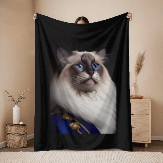Birman Cat Breed Portrait Royal Renaissance Animal Throw Blankets