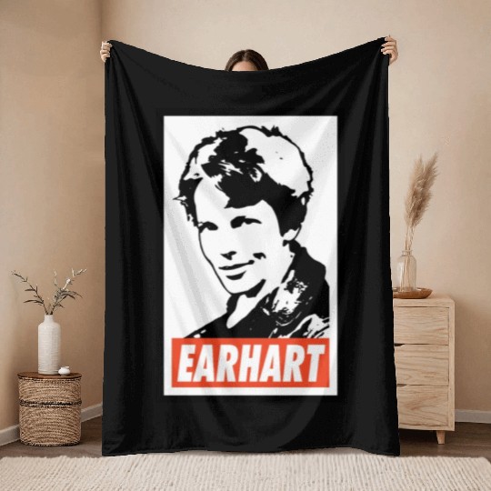 Amelia Earhart Throw Blankets