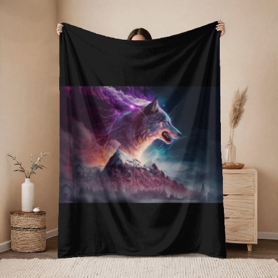 Electric Mountain, Violet Skies, and a Luminous Wo Throw Blankets