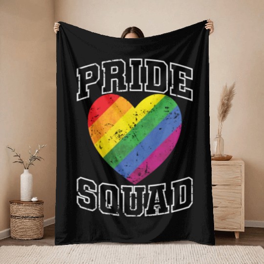 Pride Squad LGBT Tolerance Rainbow Colors Throw Blankets