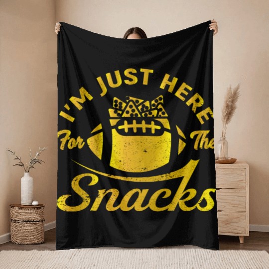 I'm Just Here For The Snacks Funny Fantasy Footbal Throw Blankets