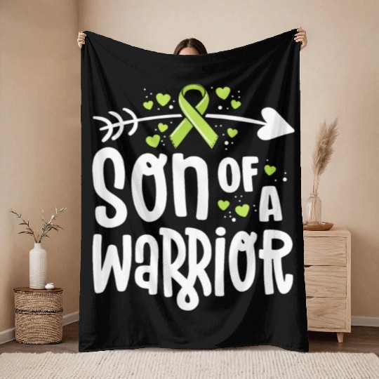 Son Of A Warrior Lymphoma Cancer Awareness Family Throw Blankets