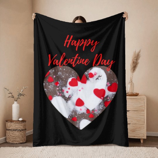 Happy Valentine Throw Blankets
