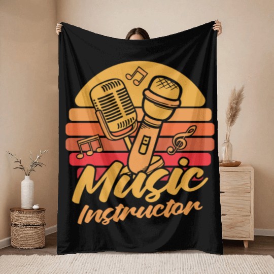 Music Teacher Microphone Throw Blankets