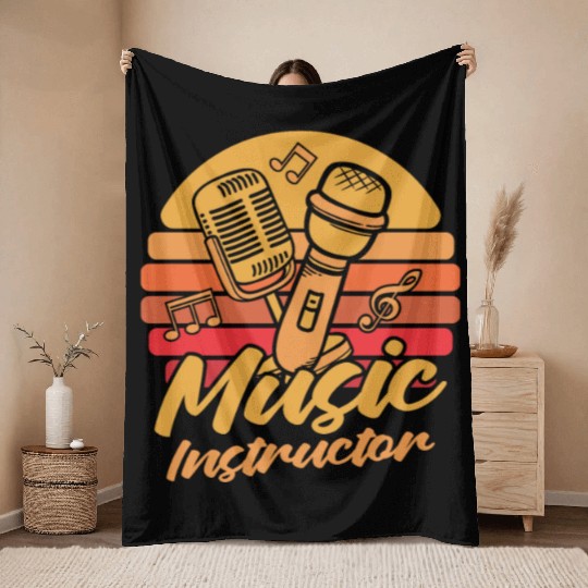 Music Teacher Microphone Throw Blankets