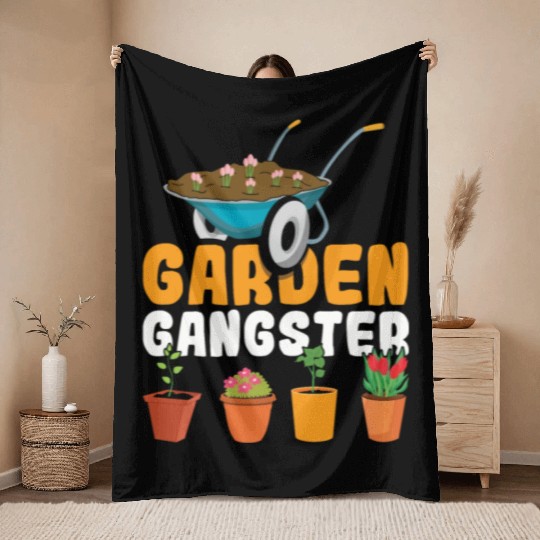 Plants Farmer Garden Gangster Hobby Gardener Throw Blankets