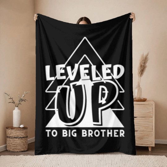 Level Up to big brother Throw Blankets