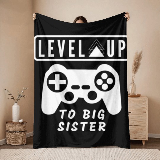 Level Up to big sister Throw Blankets