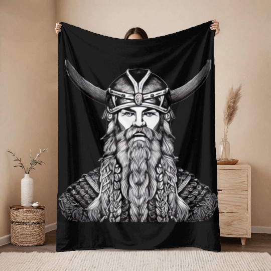 Odin Viking Warrior Valhalla Norman Throw Blankets