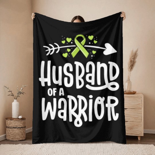 Husband Of A Warrior Lymphoma Cancer Awareness Throw Blankets
