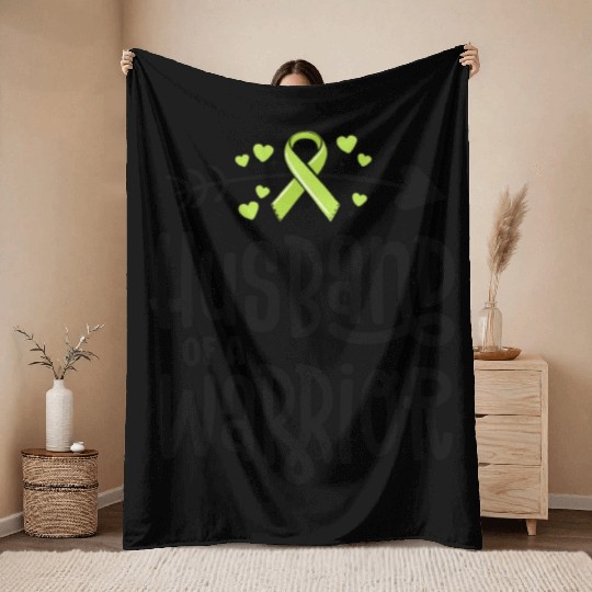 Husband Of A Warrior Lymphoma Cancer Awareness Throw Blankets