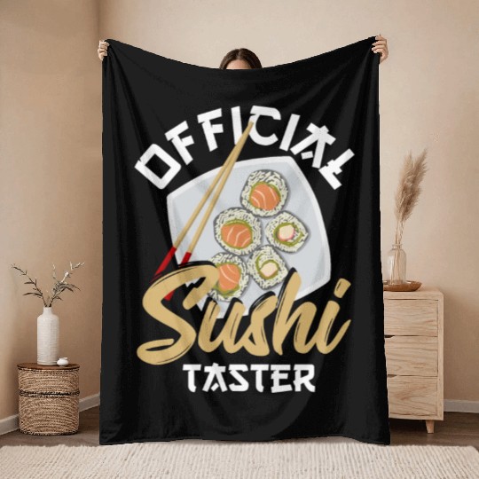 Official Sushi Taster Sushi Rice Fish Sashimi Throw Blankets