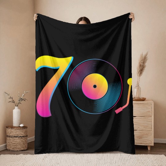 70s Vinyl Record Music Seventies Vibe Retro Musici Throw Blankets