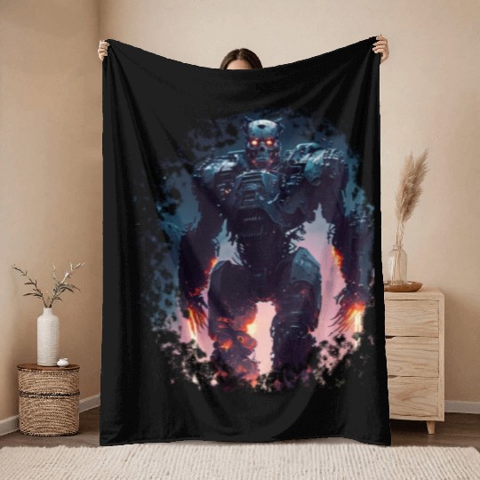 Terminator Exoskeleton Throw Blankets