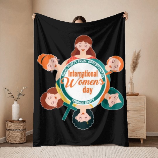 International Women's Day: Embrace Equity Throw Blankets