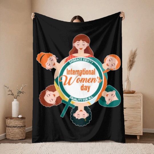 International Women's Day: Equality, Embrace Equit Throw Blankets