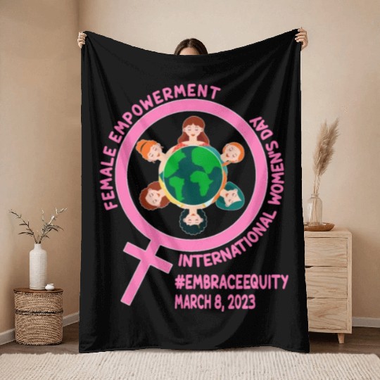 International Women's Day: Empowerment Embrace Equ Throw Blankets
