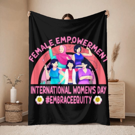 International Women's Day: Feminism Embrace Equity Throw Blankets