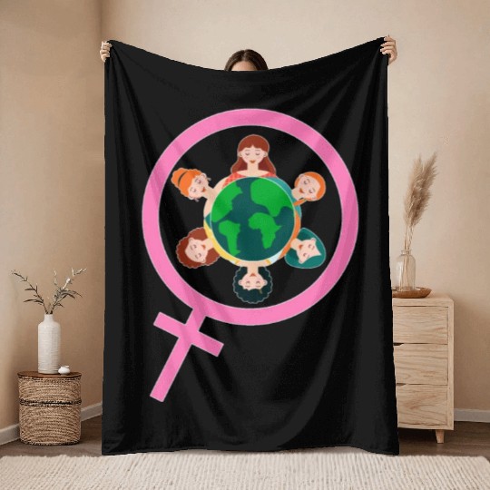 International Women's Day Embrace Equity Throw Blankets