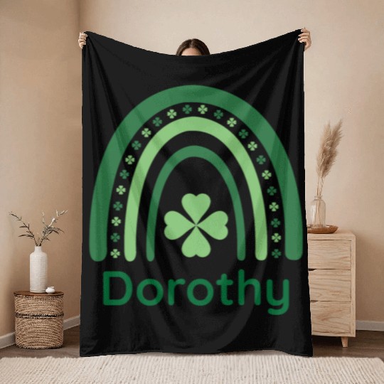 Dorothy Clover Charm Boho Rainbow Throw Blankets