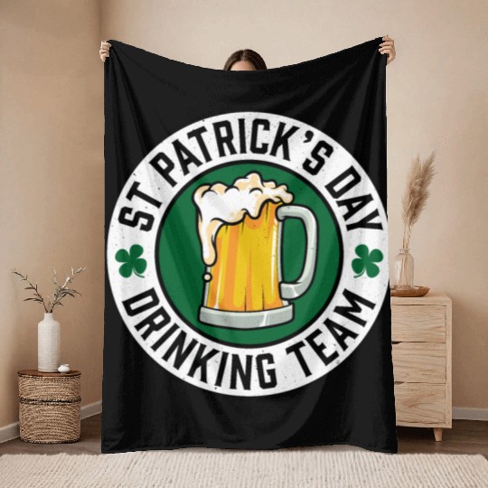 St Patricks Day Drinking Team Beer Throw Blankets