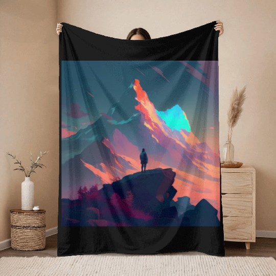 Bluewing Spectral Color Mountain Throw Blankets