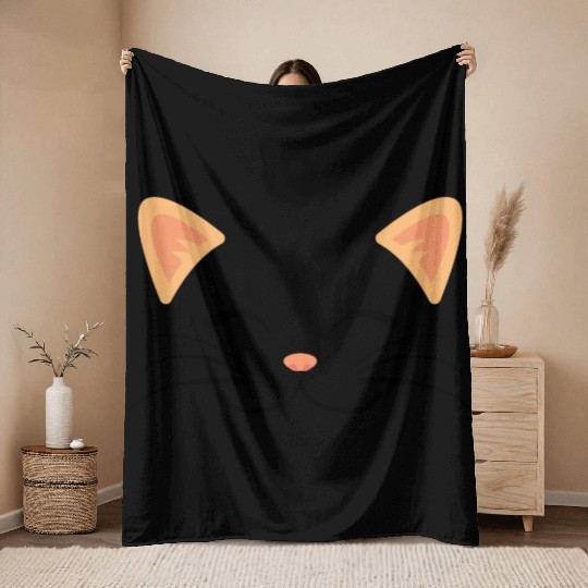 Floating Cat Face Throw Blankets
