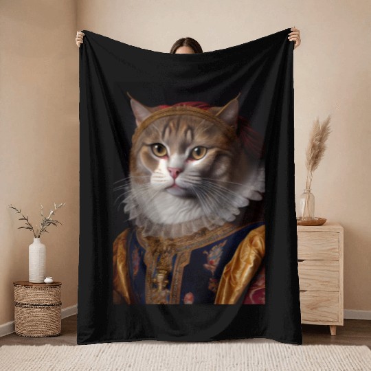 Sokoke Cat Breed Portrait Royal Renaissance Animal Throw Blankets