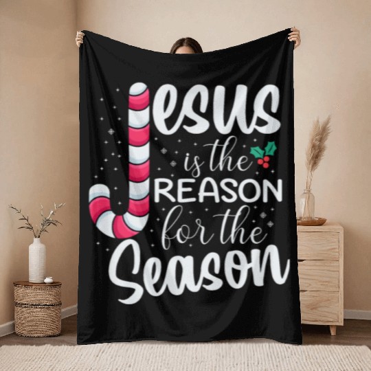 Jesus Is The Reason For The Season Christmas Throw Blankets