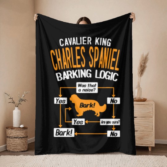 Cavalier King Charles Spaniel Barking Logic Throw Blankets