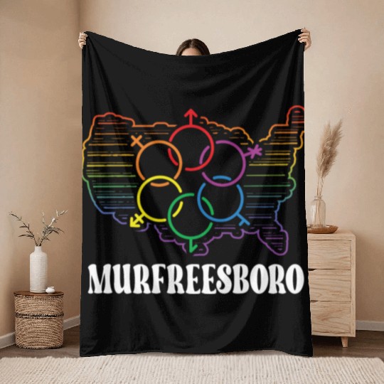Murfreesboro Pride Month Pride Flag LGBT Community Throw Blankets
