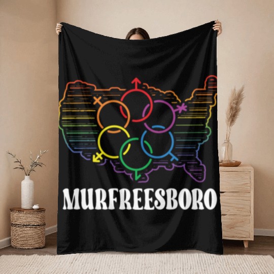 Murfreesboro Pride Month Pride Flag LGBT Community Throw Blankets