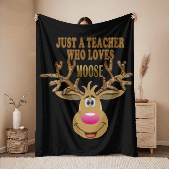just a teacher who loves moose Throw Blankets
