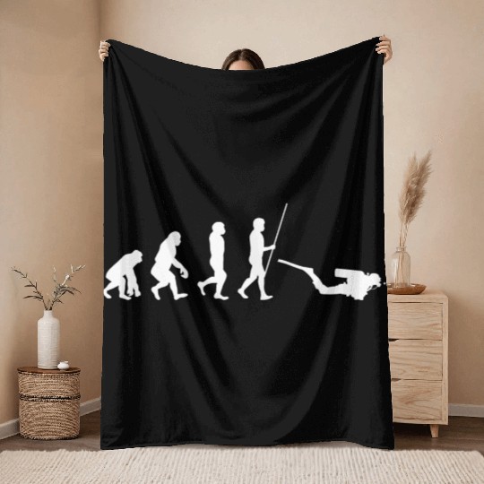 Scuba Diving Evolution Deep Sea Diving Snorkeling Throw Blankets