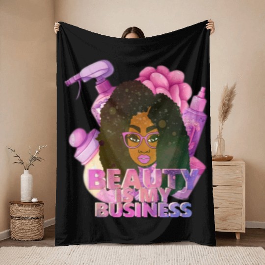 Afro Girl Beauty Boss Throw Blankets