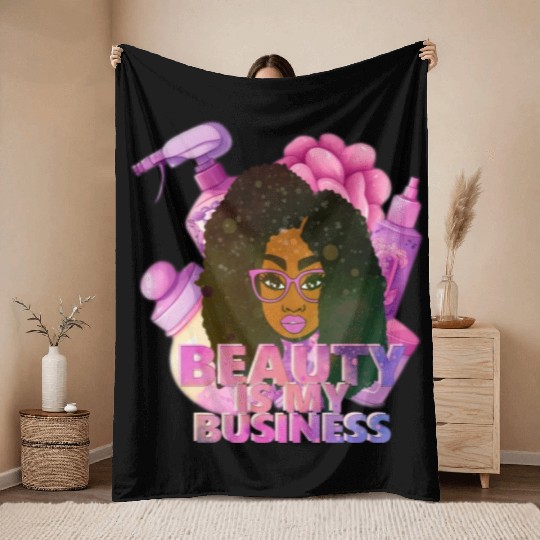 Afro Girl Beauty Boss Throw Blankets